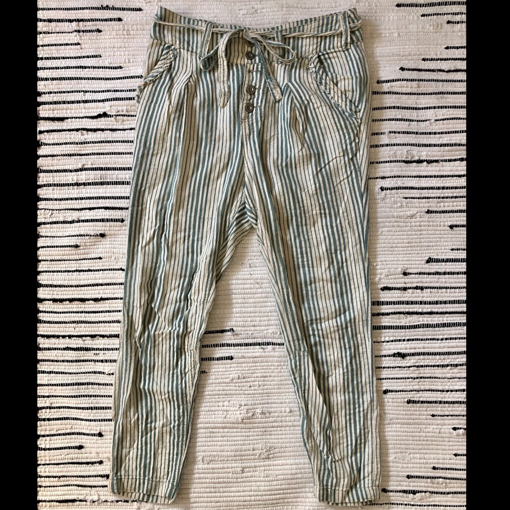 Free People striped tie waist pants